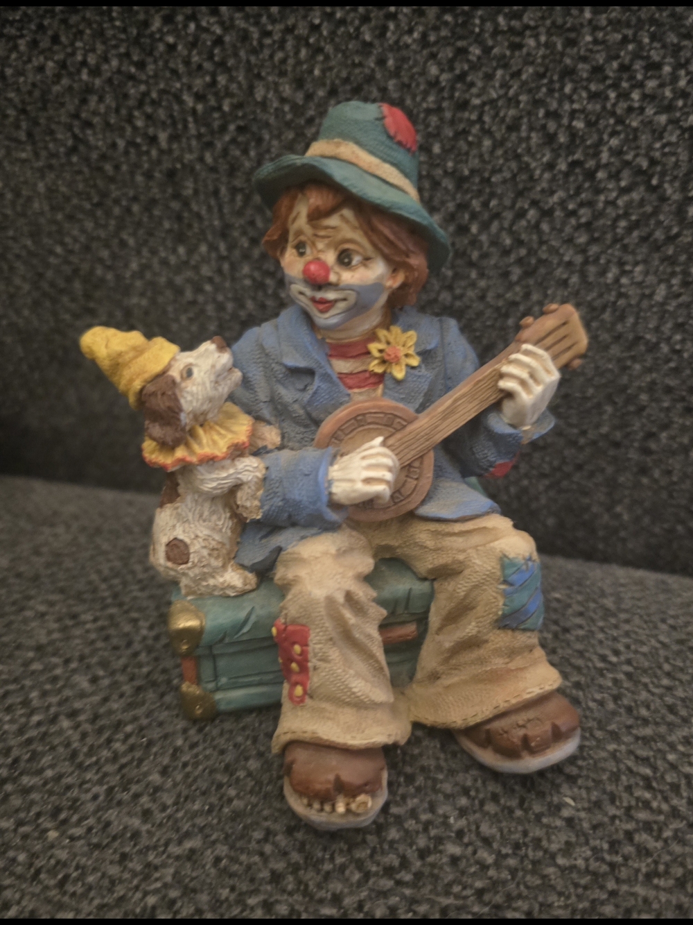 Clown With Puppy Figurine